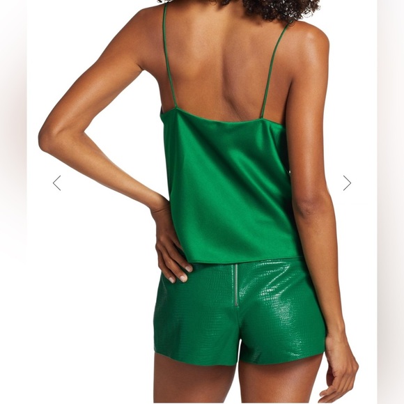 Alice + Olivia Harmon Drapey Slip Tank in Deep Sage - Picture 4 of 12